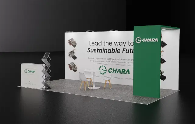 10×20 Inline Booth With Logo Tower Return and Meeting Table
