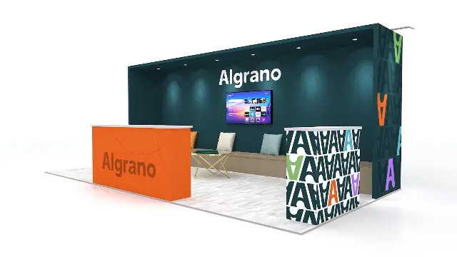 10×20 Inline Booth With Lounge Bench and Framed Back Wall