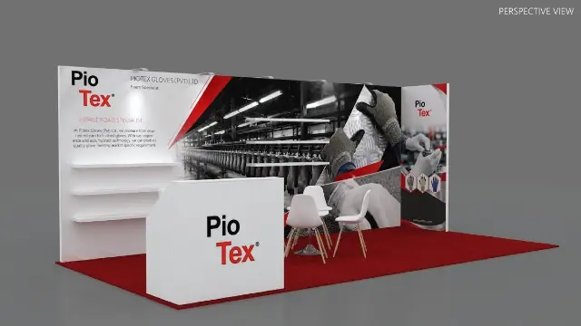 10×20 Inline Booth With Photo Wall and Angled Counter