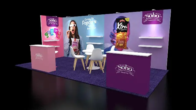 10×20 Inline Booth With Product Shelves and Counters