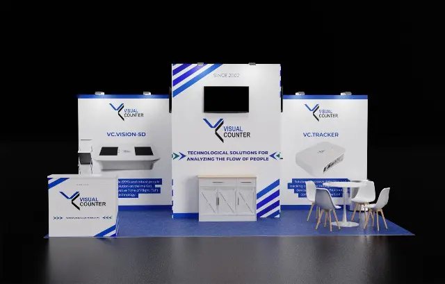 10×20 Inline Booth With Raised Center Panel and TV