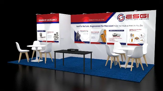 10×20 Inline Booth With Storage Room and Product Graphic Wall