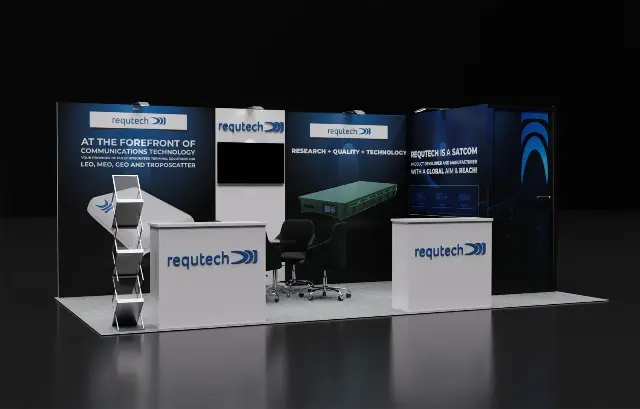 10×20 Inline Booth With Storage Room and Twin Logo Counters