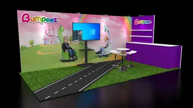 10×20 Inline Booth With Turf Floor and TV Stand