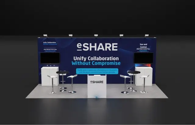 10×20 Inline Booth With Twin Screens and Lockable Cabinets