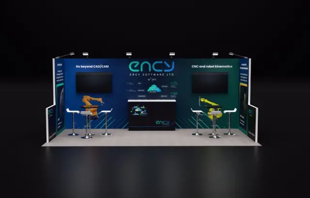 10×20 Inline Booth With Twin TVs and Center Counter