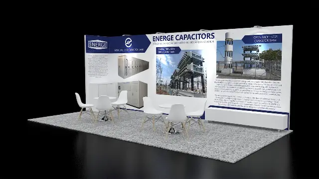 10×20 Inline Booth With Wraparound Graphic Wall and Low Display Plinth