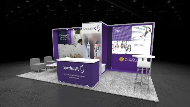 10×20 Inline Booth With Backlit Wall and Lounge