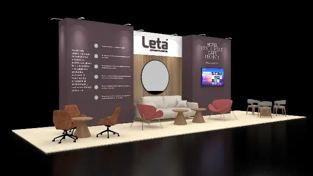 10×30 Inline Booth With Furniture Lounge Displays