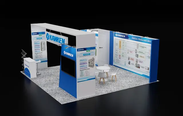 20×20 Corner Booth With Gateway Arch and Storage Room