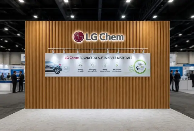 10×20 Inline Booth With Wood Slat Wall and Backlit Logo