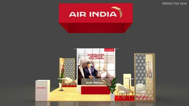 20×20 Island Booth With Video Wall and Square Hanging Sign