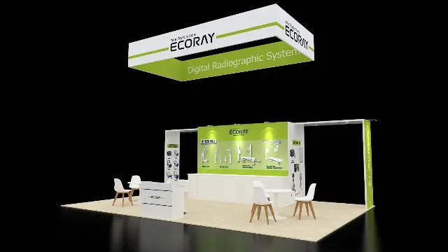 20×30 Island Booth With Rectangular Hanging Sign