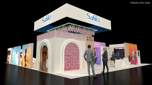 20×40 Island Booth With Floral Arch Building and Large Overhead Sign
