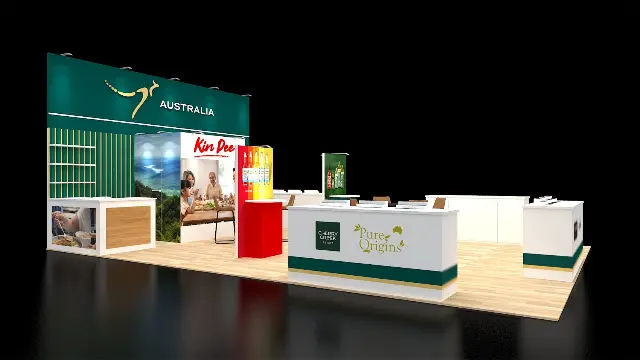 20×40 Peninsula Booth With Storage Room and Multiple Tasting Counters