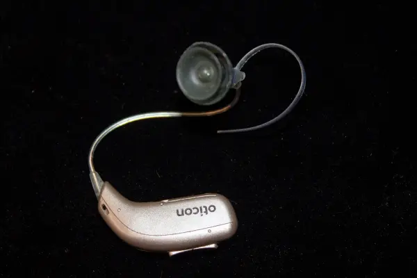 Top view of a behind-the-ear hearing aid