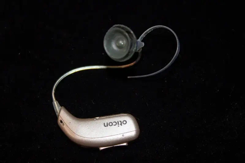 Top view of a behind-the-ear hearing aid