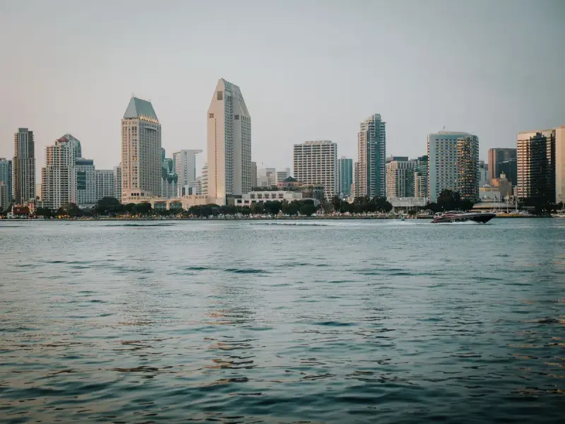 San Diego skyline seen across the bay on a clear day