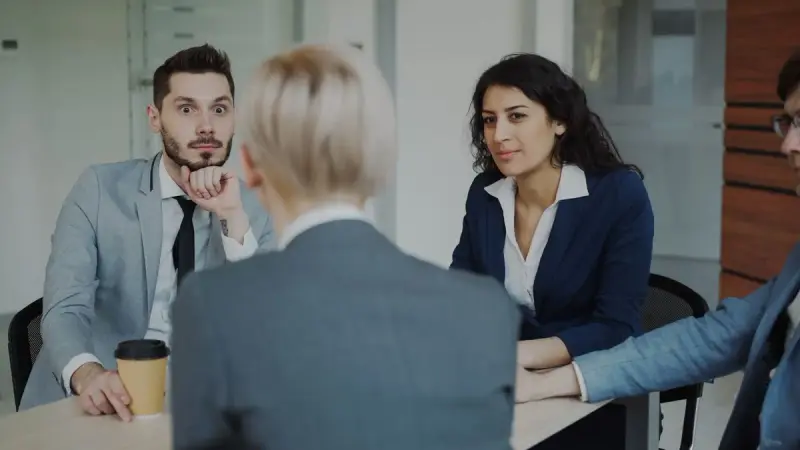Business professionals in a meeting in a modern office