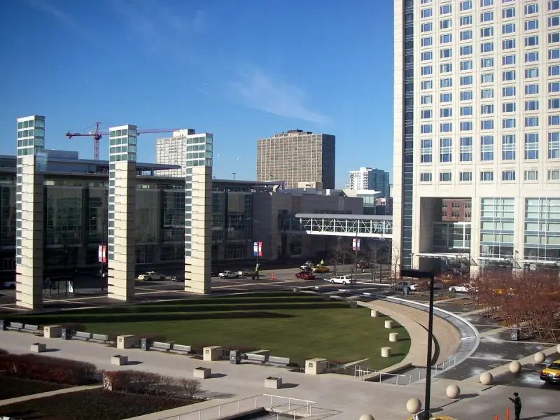 Exterior view of the McCormick Place West Building in Chicago