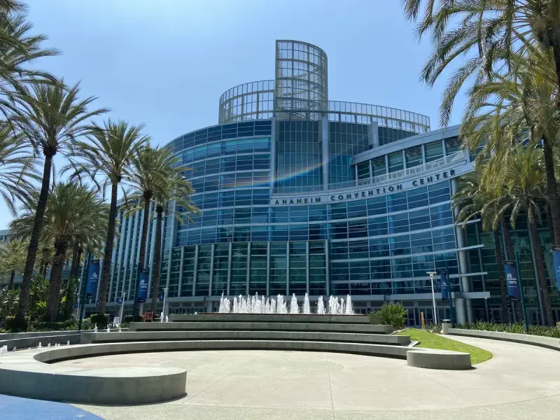Exterior of the Anaheim Convention Center in Anaheim, California, photographed in 2021