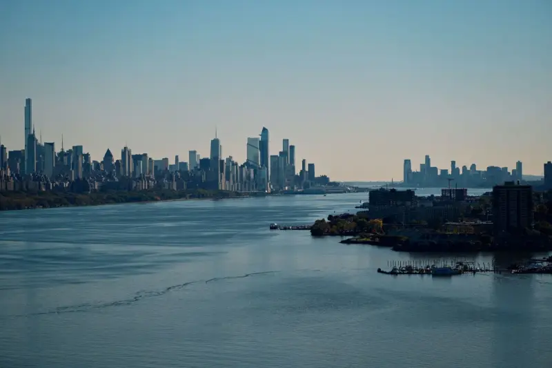 New York City skyline across the Hudson River on a clear day