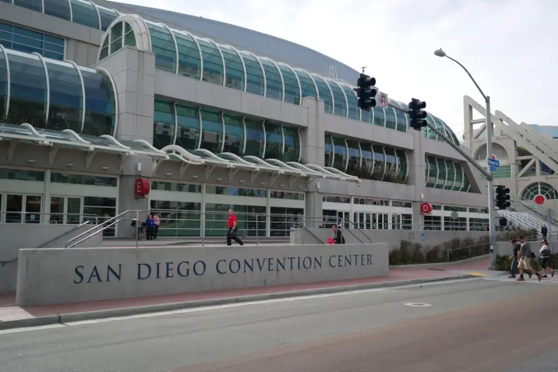 Exterior view of the San Diego Convention Center on the downtown waterfront