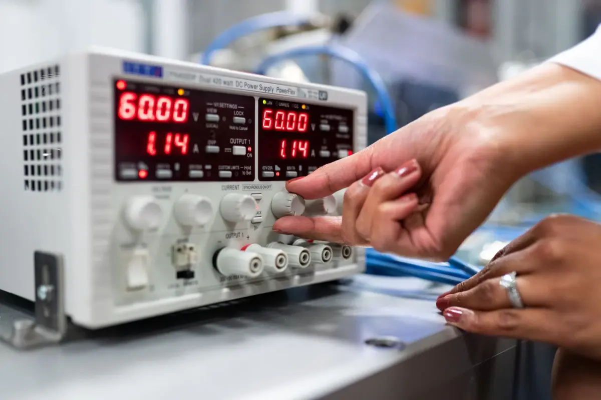 A laboratory power supply provides a physical reference for a discussion about electrical measurement photograph.