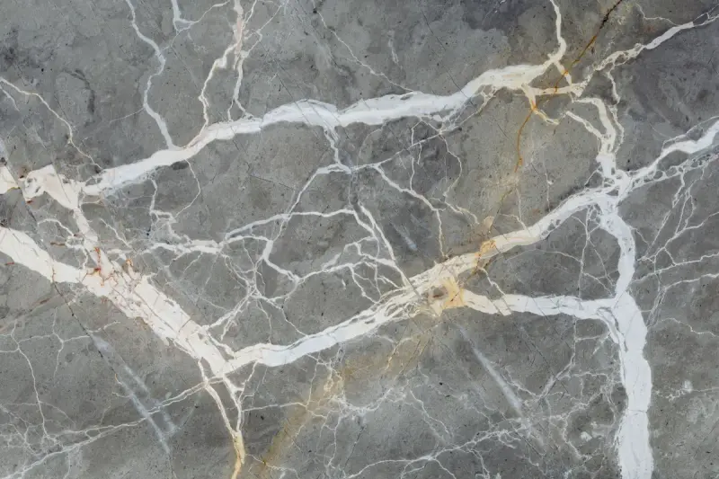 Gray marble with white and gold veining