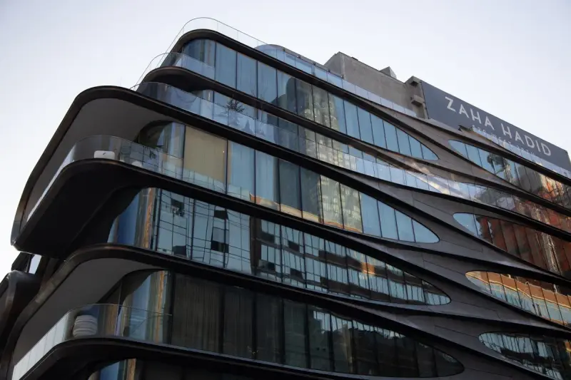 Glass-fronted residential building at 520 West 28th Street in Chelsea, Manhattan