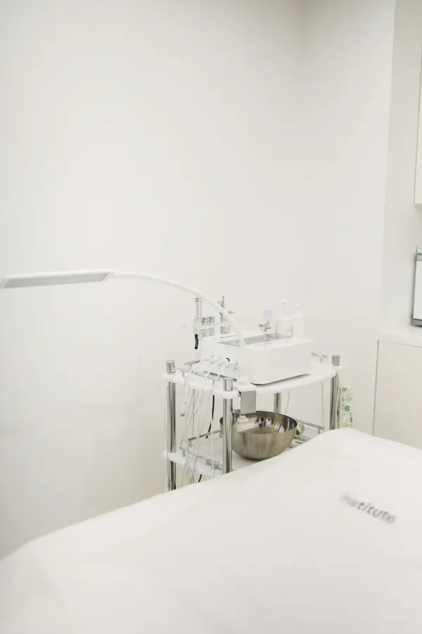 Skincare equipment arranged in a beauty treatment room
