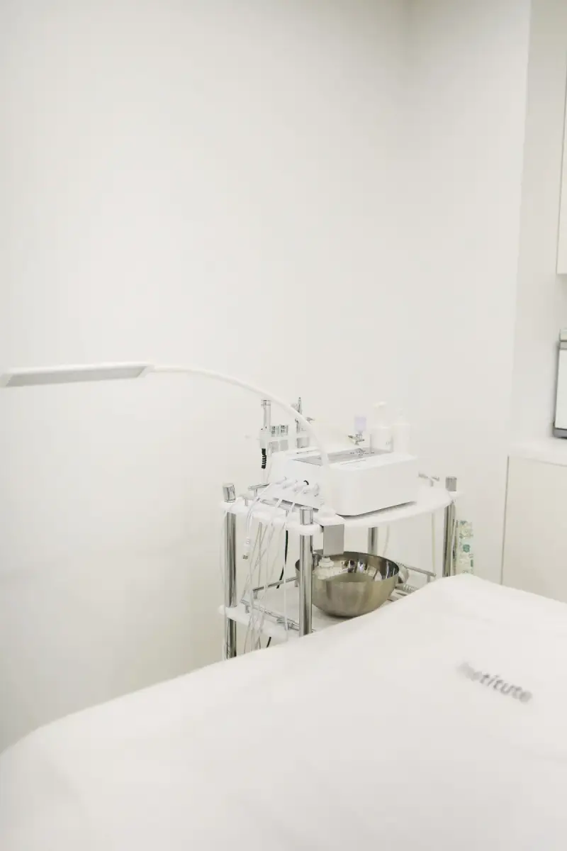 Skincare equipment arranged in a beauty treatment room