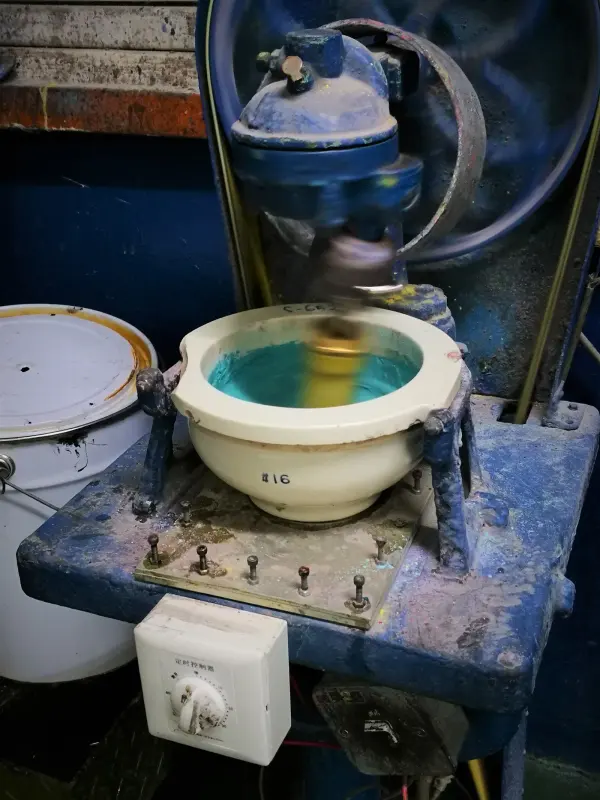 A pigment mixer used in ceramicware production, photographed in 2018. Processing-