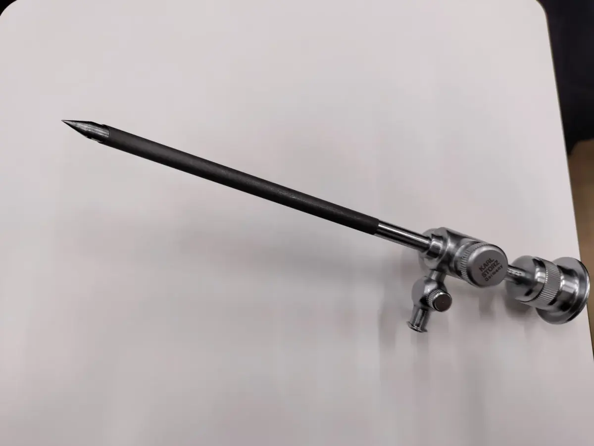 Close-up of a laparoscopic optical instrument