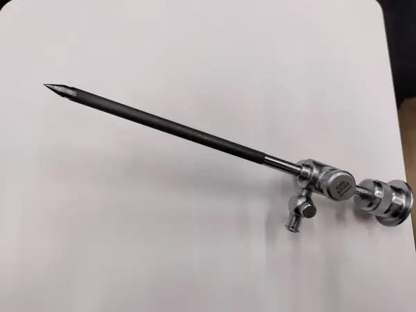 Close-up of a laparoscopic optical instrument