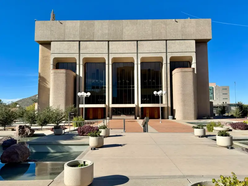 The Brutalist Linda Ronstadt Music Hall, part of the Tucson Convention Center complex on Church Avenue