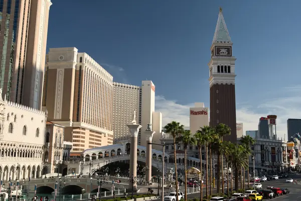 The Venetian Resort in Las Vegas by day, with its bell tower, home of The Venetian Expo