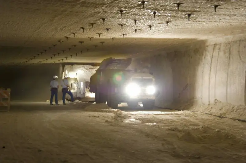 Underground salt tunnel at a deep geologic repository for transuranic waste