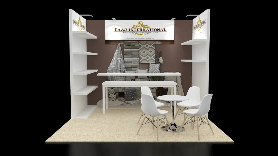 Purple Exhibits 3D booth concept for Laaj International