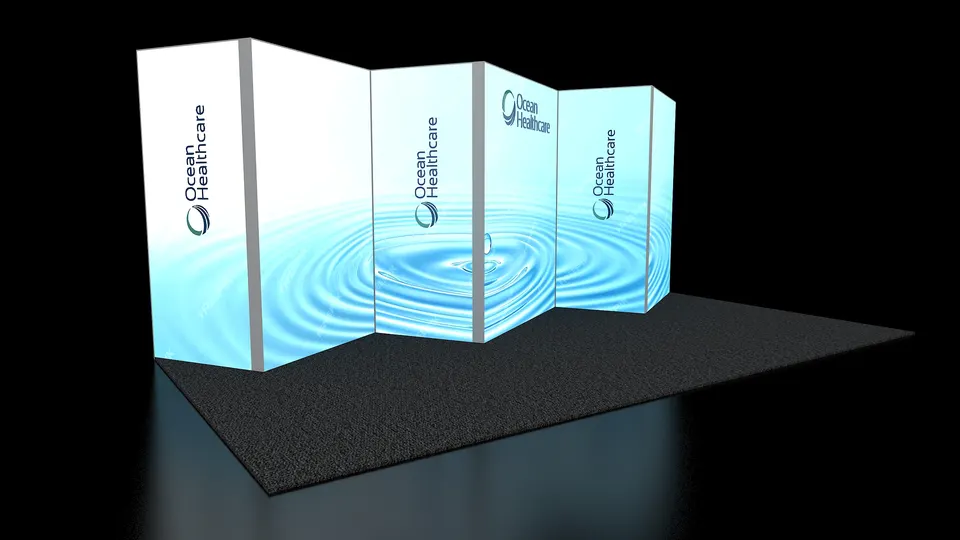 Purple Exhibits 3D booth concept for Ocean Healthcare
