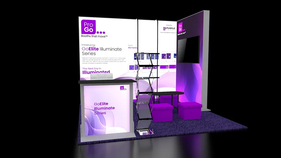 Purple Exhibits 3D booth concept for ProGo