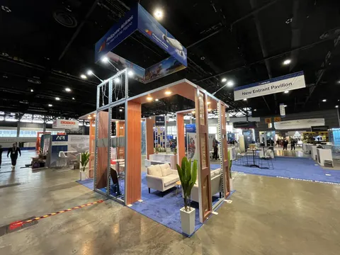 Philippine Airlines booth by Purple Exhibits: open-frame island booth for Philippine Airlines
