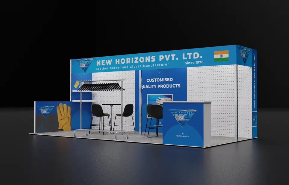 Purple Exhibits 3D booth concept for New Horizons Pvt. Ltd.