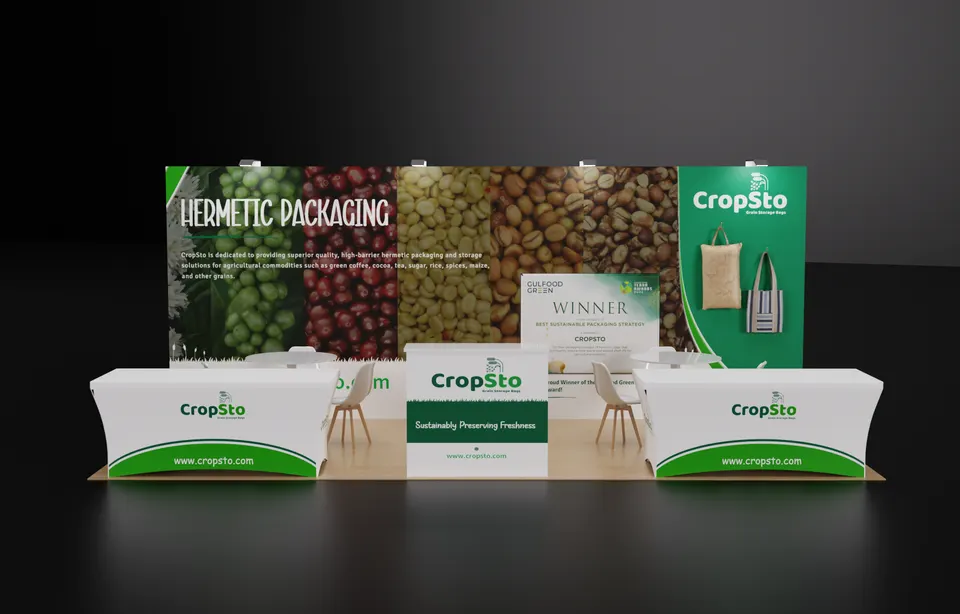 Purple Exhibits 3D booth concept for CropSto