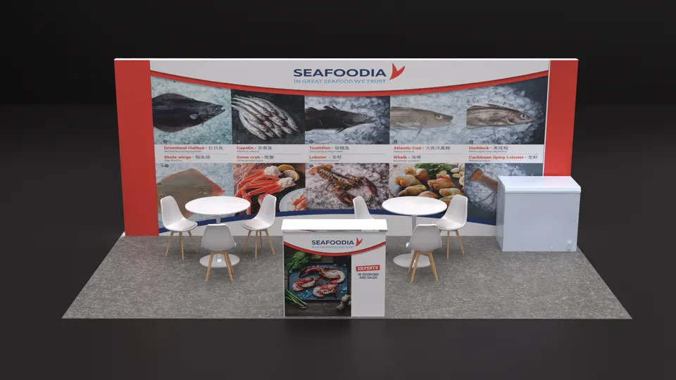 Purple Exhibits 3D booth concept for Seafoodia