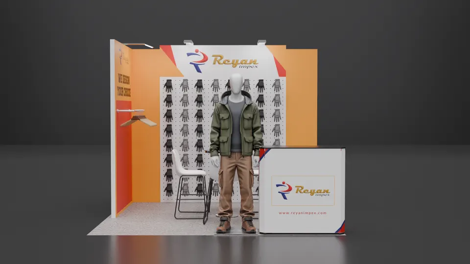 Purple Exhibits 3D booth concept for Rayan, an example for GAMA Expo planning