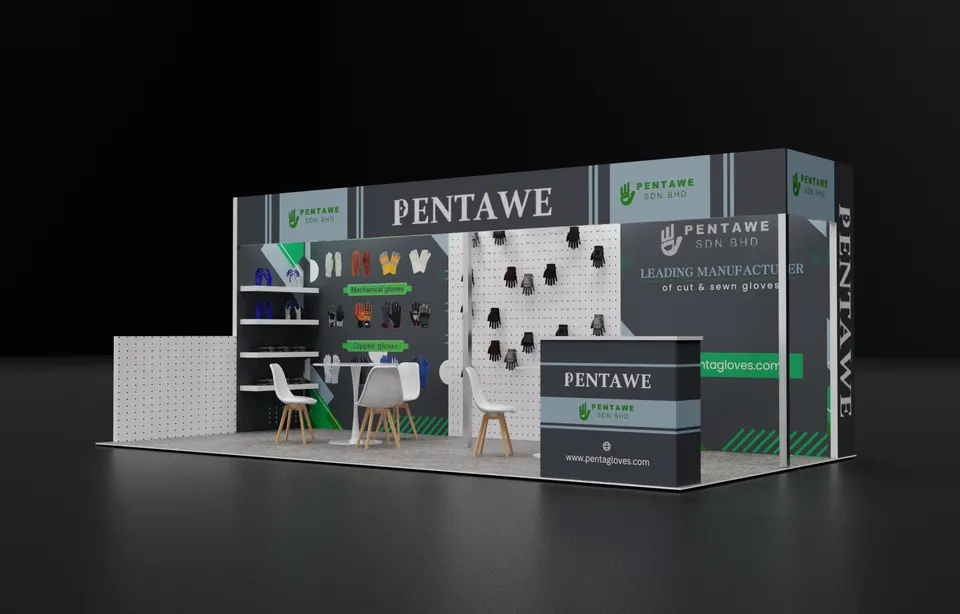 Purple Exhibits 3D booth concept for Pentawe Sdn Bhd