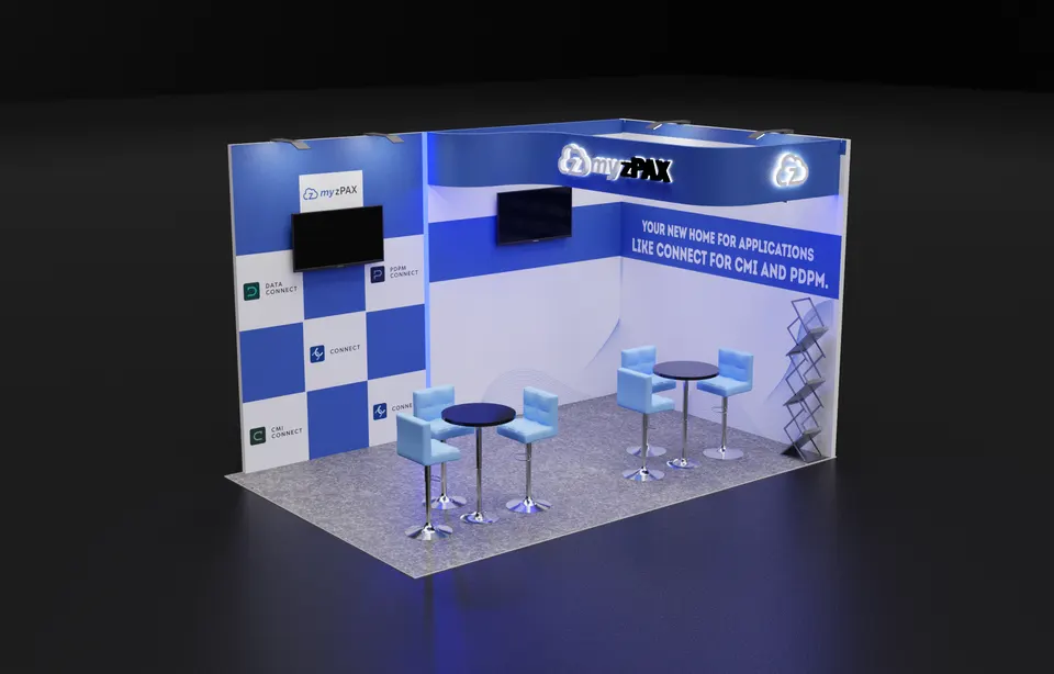 Purple Exhibits 3D booth concept for myZPAX
