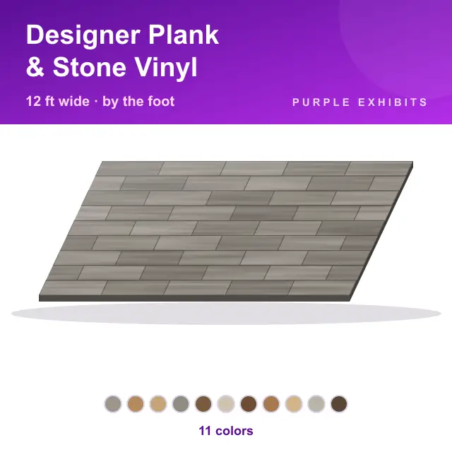 Designer Plank & Stone Vinyl, 12 ft Wide