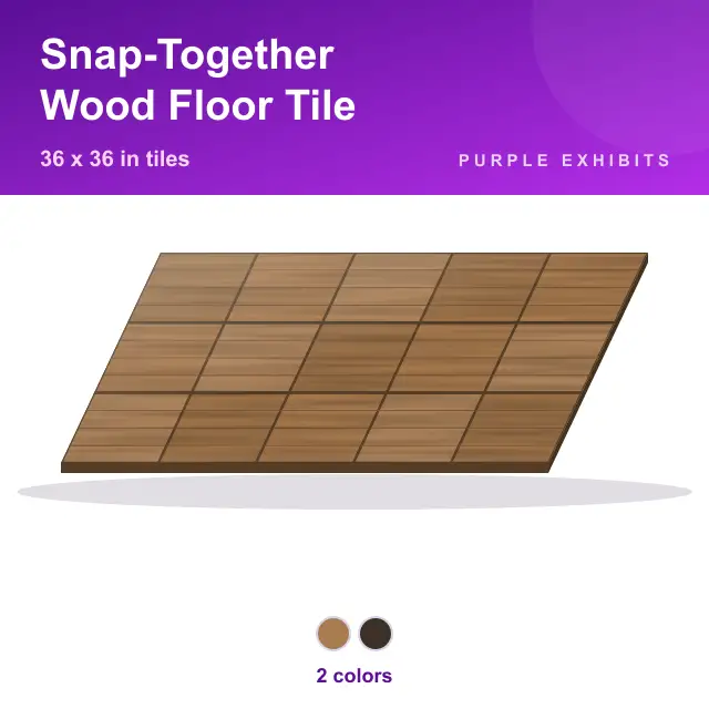 Snap-Together Wood Floor Tile, 36 x 36 in